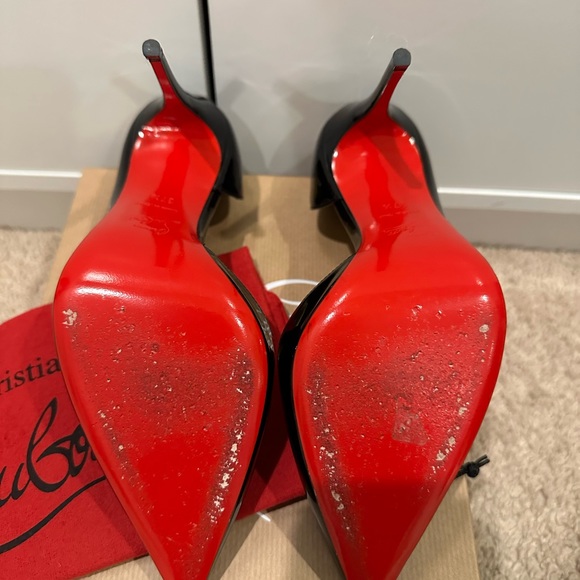Christian Louboutin Iriza 100 Patent Black size 37.5, fits like 7.5 US - Picture 5 of 7